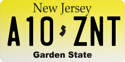 NJ license plate A10ZNT