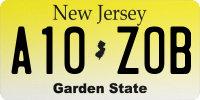 NJ license plate A10ZOB