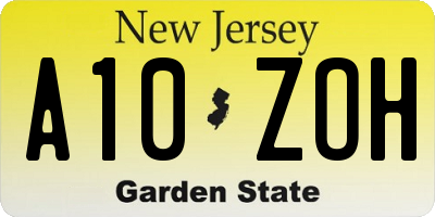 NJ license plate A10ZOH