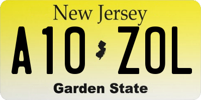 NJ license plate A10ZOL