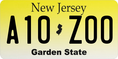 NJ license plate A10ZOO