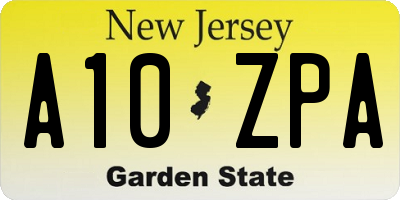 NJ license plate A10ZPA