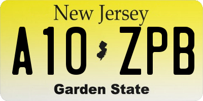 NJ license plate A10ZPB