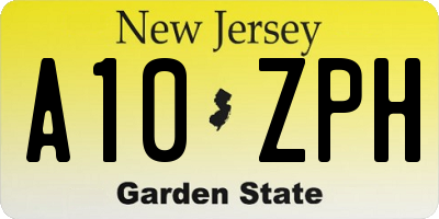 NJ license plate A10ZPH