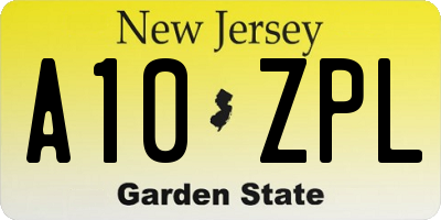 NJ license plate A10ZPL