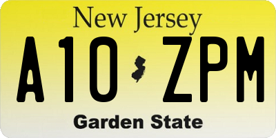 NJ license plate A10ZPM