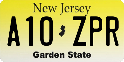 NJ license plate A10ZPR