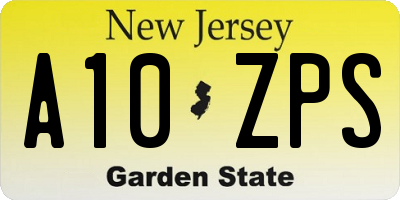 NJ license plate A10ZPS