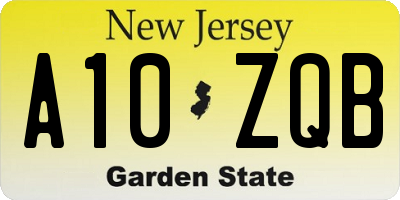 NJ license plate A10ZQB