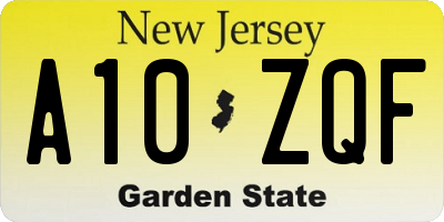 NJ license plate A10ZQF