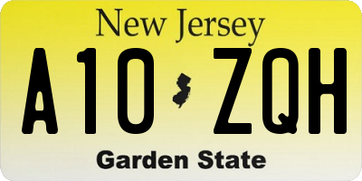 NJ license plate A10ZQH