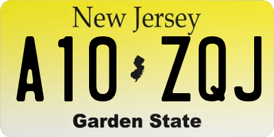 NJ license plate A10ZQJ