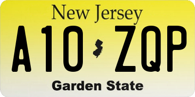 NJ license plate A10ZQP