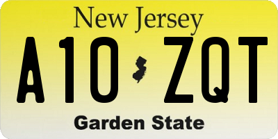 NJ license plate A10ZQT