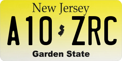 NJ license plate A10ZRC