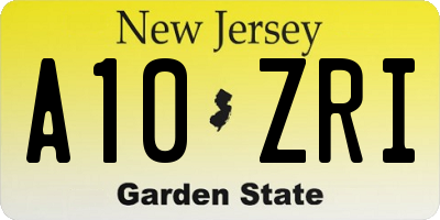 NJ license plate A10ZRI