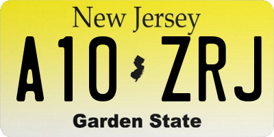 NJ license plate A10ZRJ