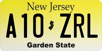 NJ license plate A10ZRL