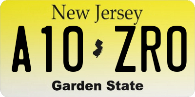 NJ license plate A10ZRO