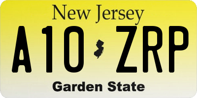 NJ license plate A10ZRP