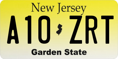 NJ license plate A10ZRT