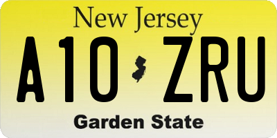 NJ license plate A10ZRU