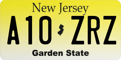 NJ license plate A10ZRZ