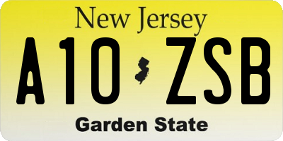 NJ license plate A10ZSB