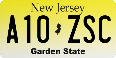 NJ license plate A10ZSC