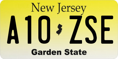 NJ license plate A10ZSE