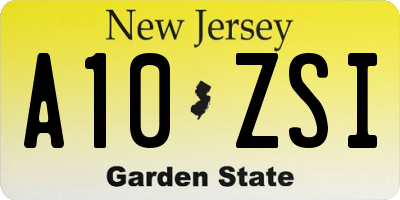 NJ license plate A10ZSI