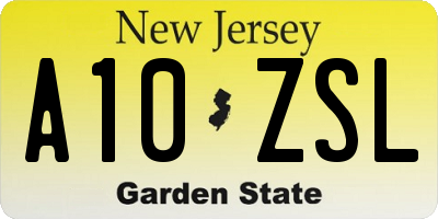 NJ license plate A10ZSL