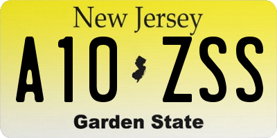 NJ license plate A10ZSS