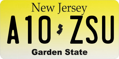 NJ license plate A10ZSU