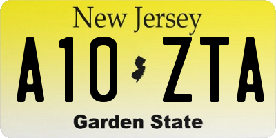 NJ license plate A10ZTA
