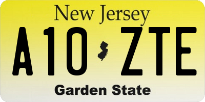 NJ license plate A10ZTE