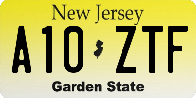NJ license plate A10ZTF