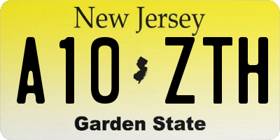 NJ license plate A10ZTH