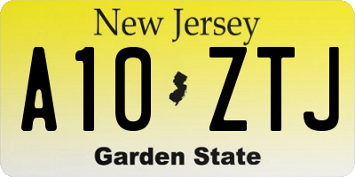 NJ license plate A10ZTJ