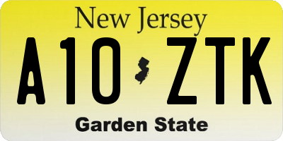 NJ license plate A10ZTK