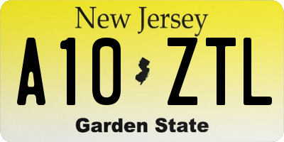NJ license plate A10ZTL