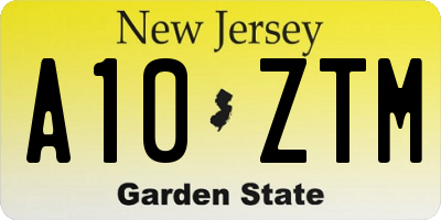 NJ license plate A10ZTM