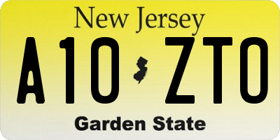 NJ license plate A10ZTO