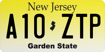 NJ license plate A10ZTP