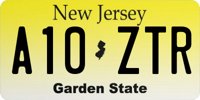 NJ license plate A10ZTR