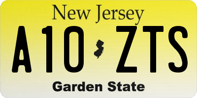 NJ license plate A10ZTS