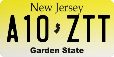 NJ license plate A10ZTT