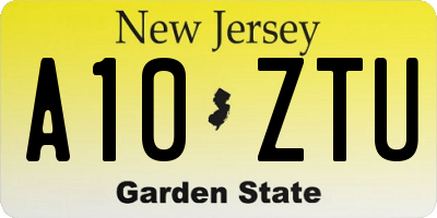 NJ license plate A10ZTU