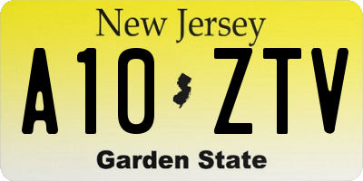 NJ license plate A10ZTV