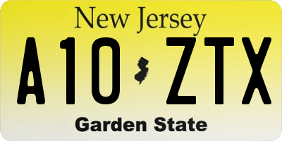 NJ license plate A10ZTX